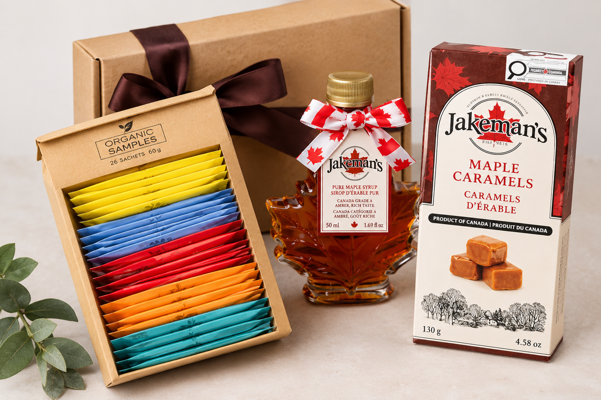 The Treat Yourself Box - Organic tea sampler with maple syrup and maple caramels