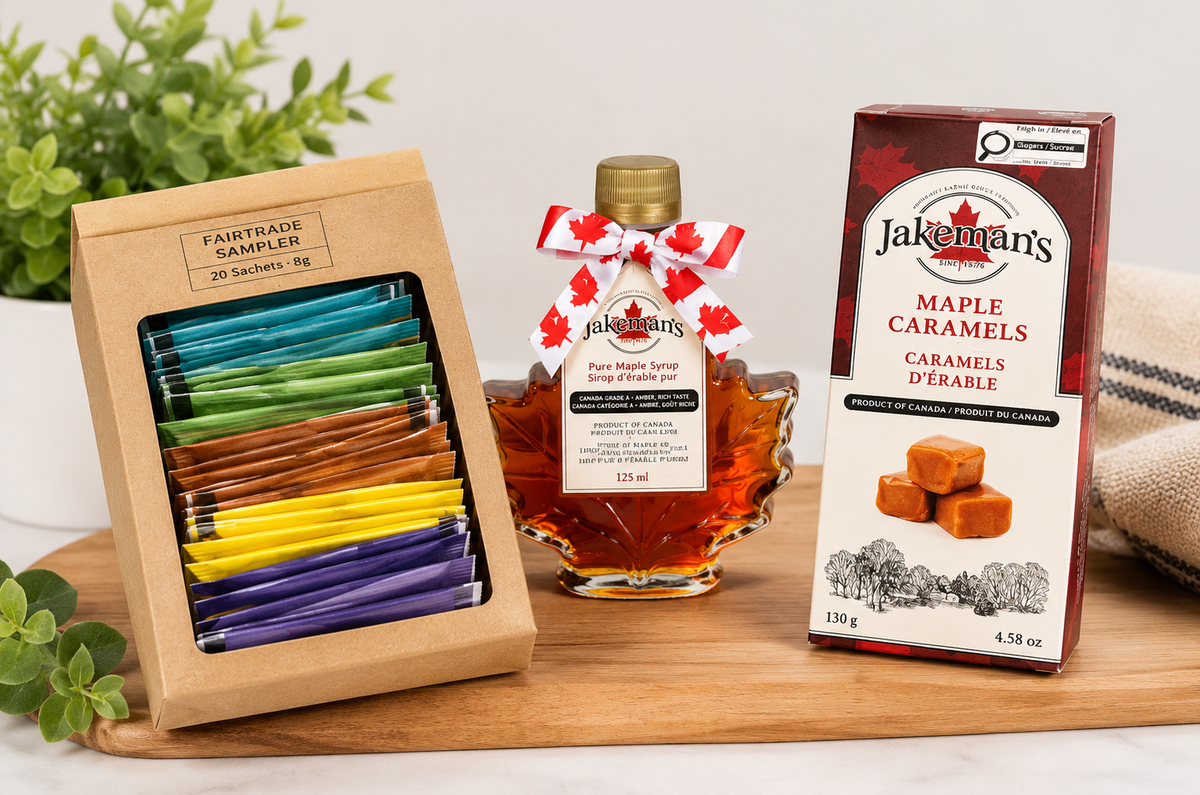 The Treat Yourself Box - Fairtrade tea sampler with maple syrup and maple caramels